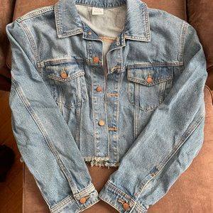 PINK denim cropped jacket